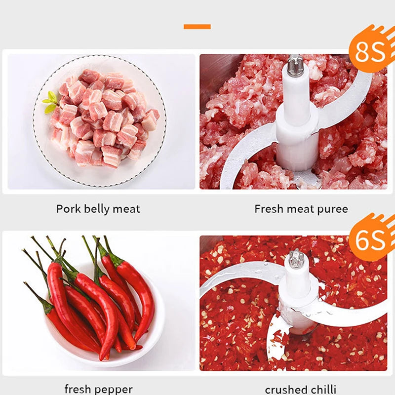 Electric Food Grinder Household Automatic Meat Grinders Vegetables Fruits Nuts Mincer Stainless Steel Bowl Kitchen Appliances Vue