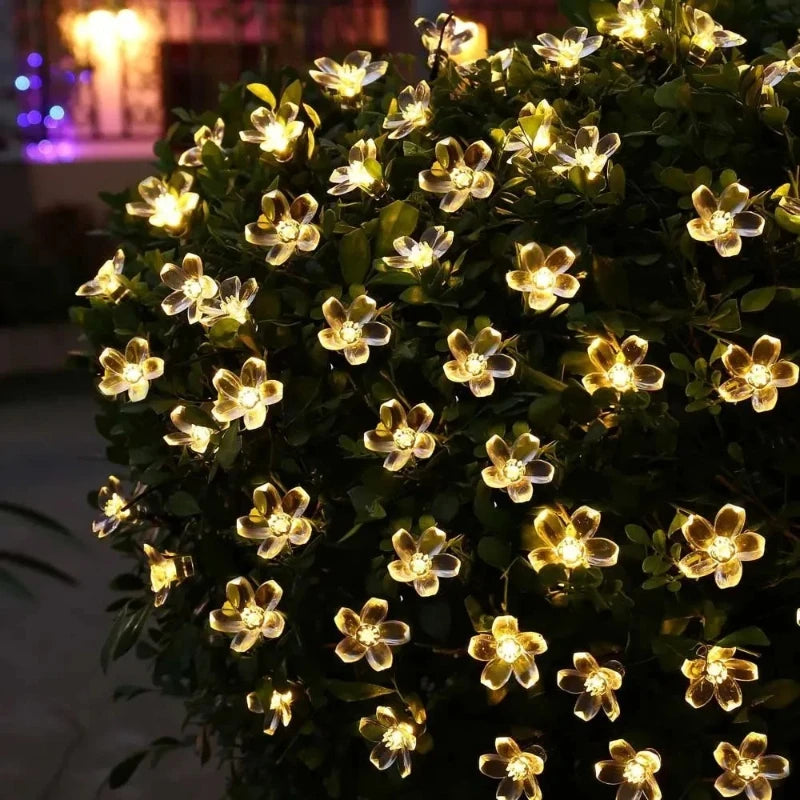 1pc 10M 80LED Cherry Blossom Flower String Lights with 8 Lighting Modes USB Powered for Home Garden Party Festival Decoration Vue