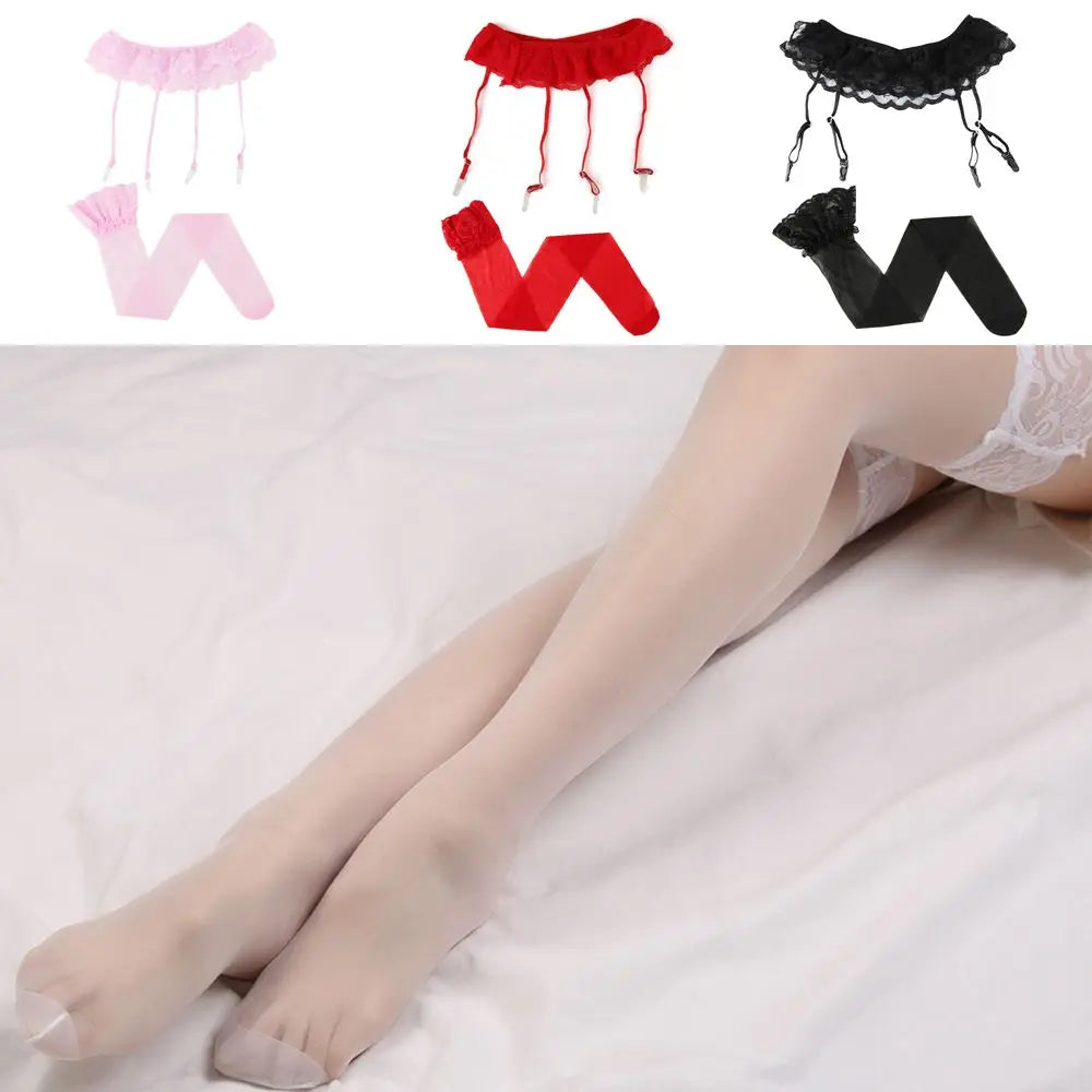 Womens Stylish Lace Thigh-highs Stockings Socks+suspender Garter Belt