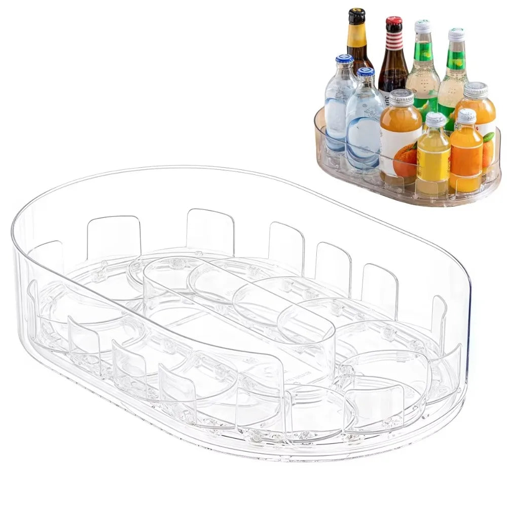 Space Saving Refrigerator Rotating Drink Storage Rack Anti-slip Swivel Tray Rotating Spice Rack Plastic Removable Vue