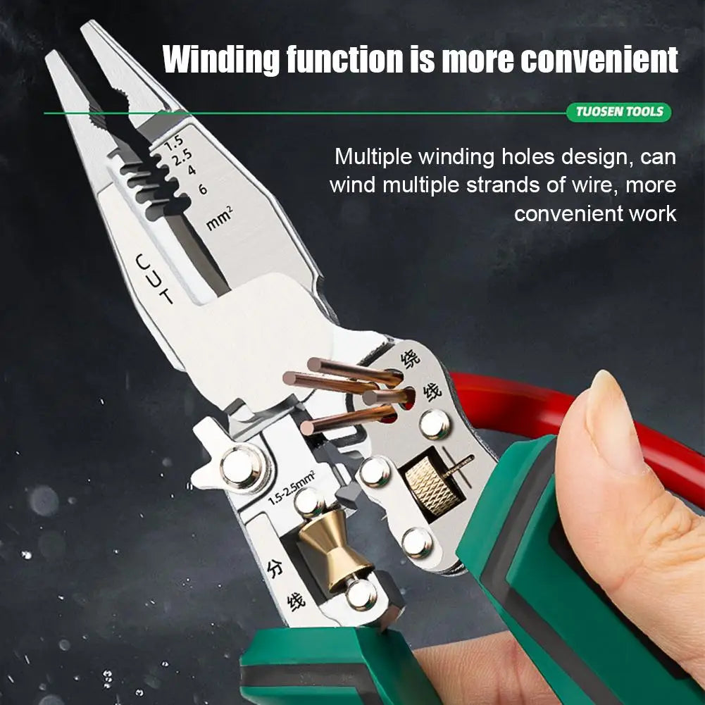 9 In 1 Smart Electricity Measurement Foldable Wire Stripper Multi-function Cutting Splitting Winding Wire Strippers Hand Tools Vue