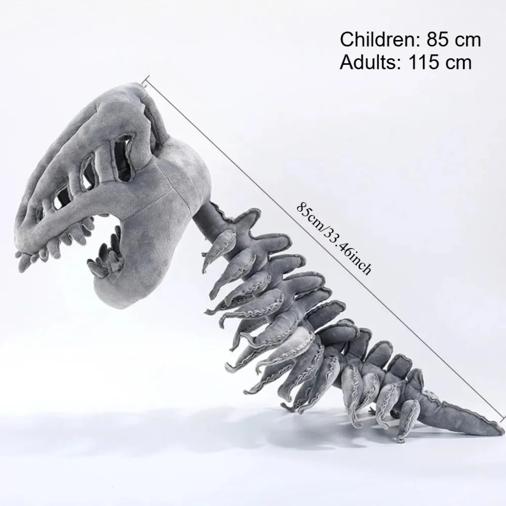 Dino Skeleton Plush Head Mask Cosplay Costume Performance Bone Print Soft Toy for Dress Up Party Role Play Halloween Outfit Vue
