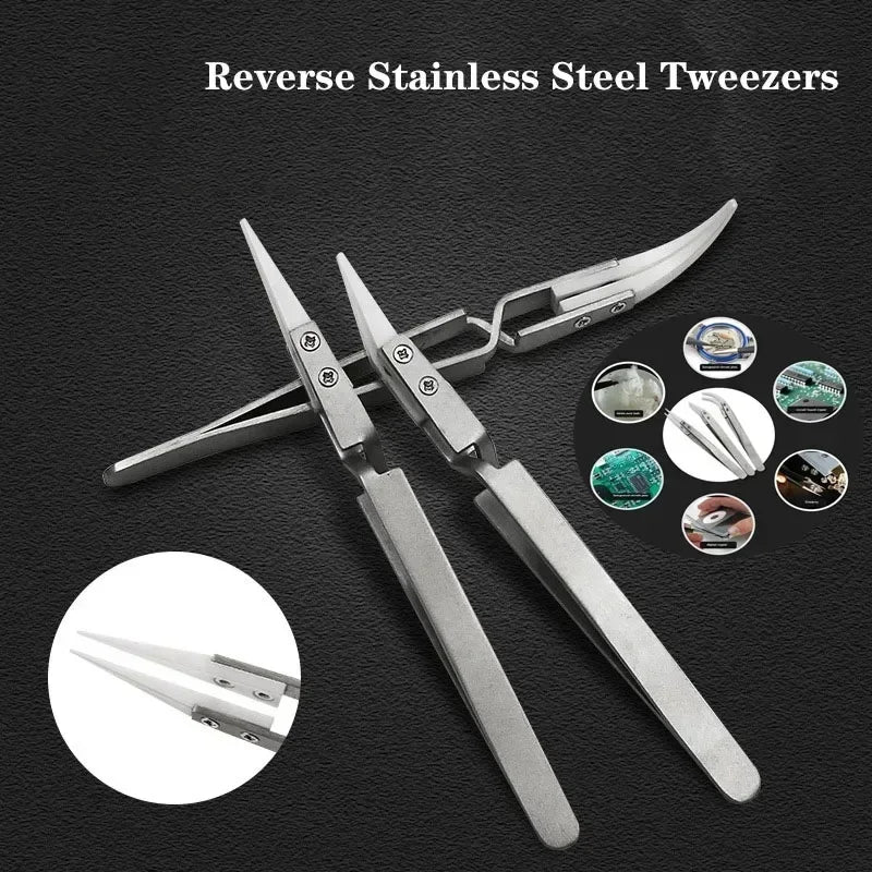1-3pcs Ceramic Tip Labor-saving Electronic Soldering Tweezers, Anti-Static Reverse Acid Resistant Precision Chuck Tweezers Vue