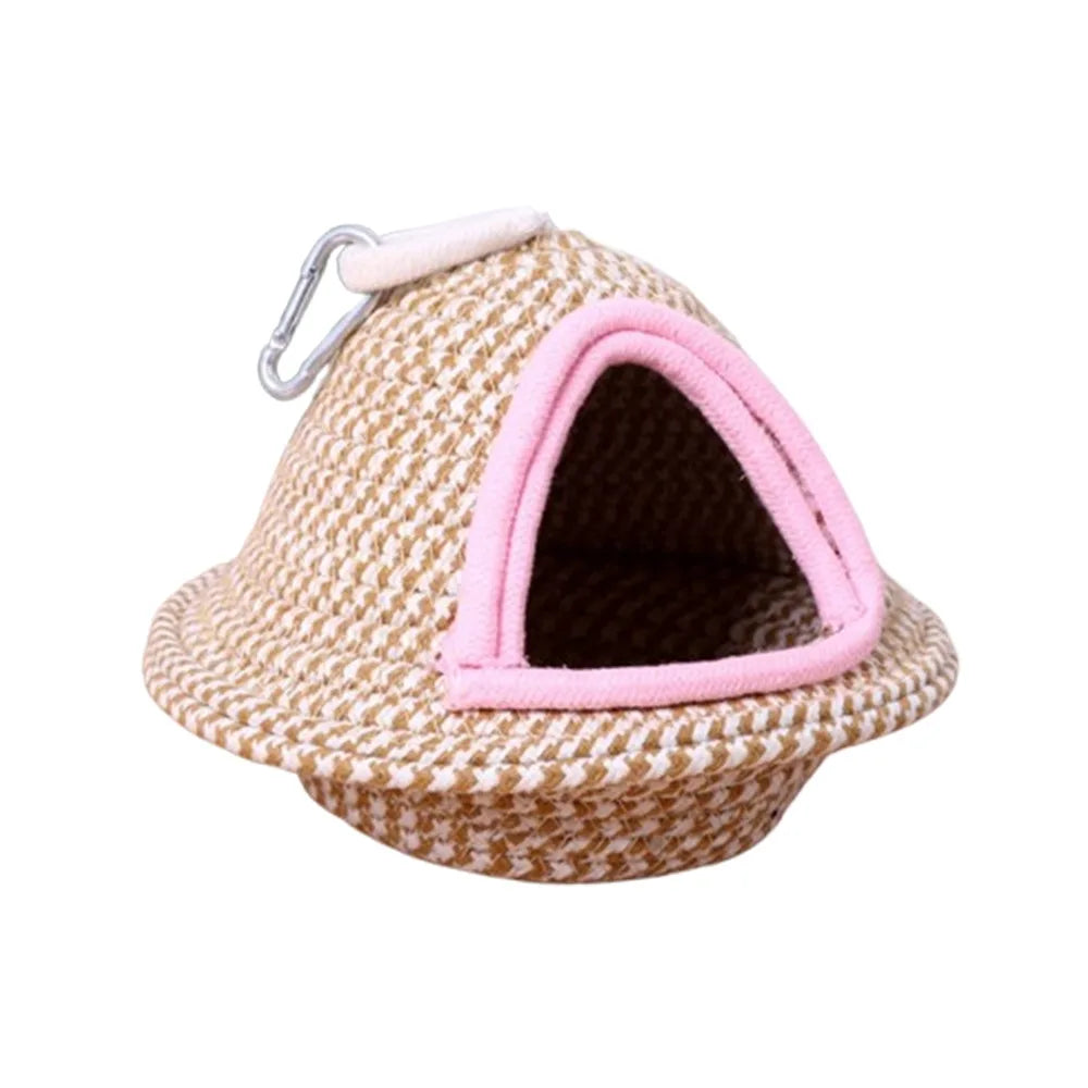Warm Sleep Bird Cage Nest Handmade Weave Windproof Bird Hanging Bed Thickened Bite Resistant Pet Habitat Pet Parrot Vue Brown