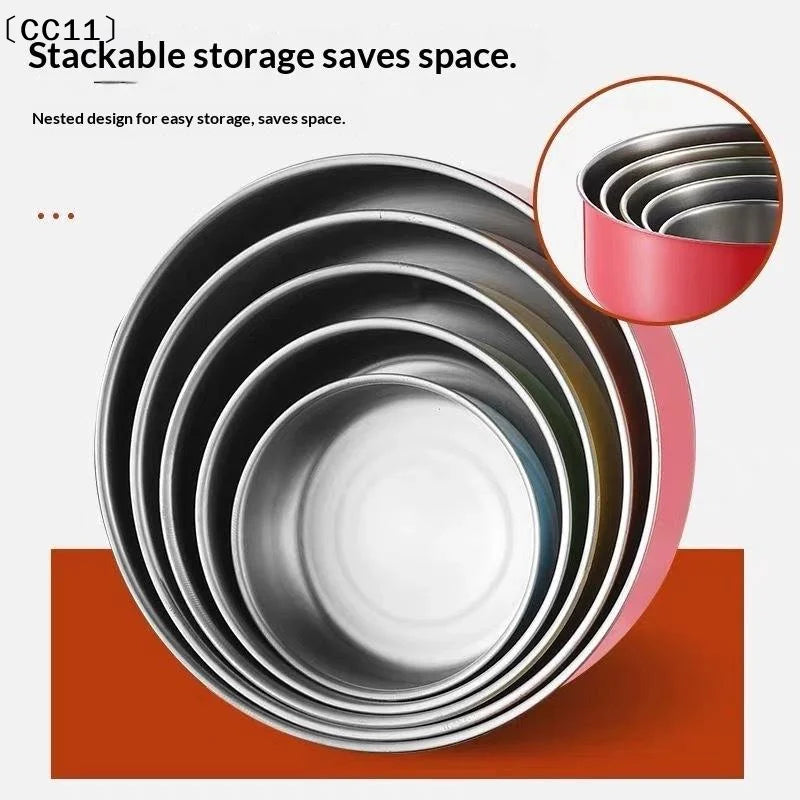 5Pcs Colorful Stainless Steel Mixing Bowls With Lids Stackable And Storage Deep Nesting Bowls Dishwasher Safe For Kitchen〔CC11〕 Vue