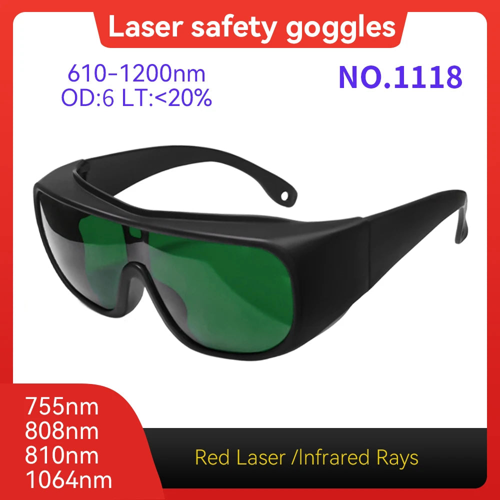 CE EN207 OD6+ 190-540nm Laser Eye Protection Anti-Scratch PC Laser Eyewear for Engraving Marking Industrial Laser Safety Goggle Vue Model 1118 OD6