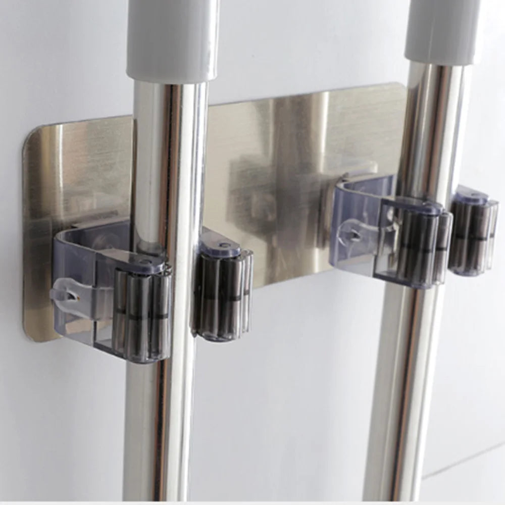 Powerful hook magic sticker bathroom seamless nail-free mop holder Vue WHITE Double button