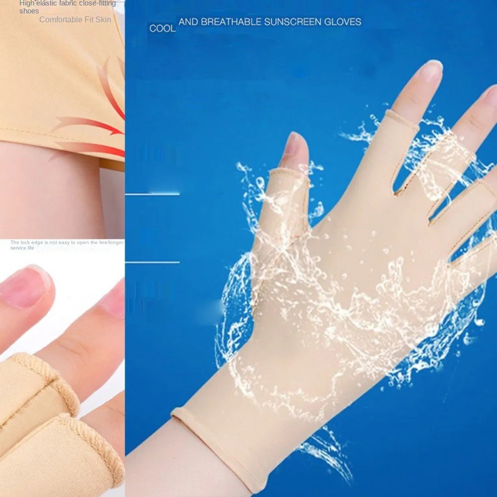 Half Finger Sunscreen Gloves Anti-UV Highly Elastic Riding Driving