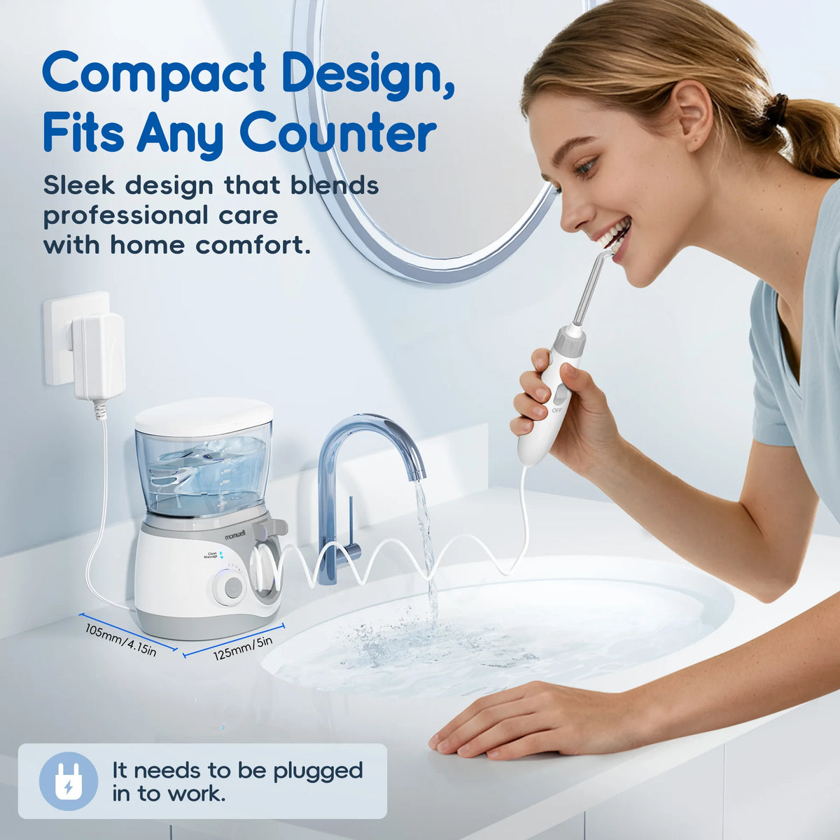 Home Water Flosser, 10 Adjustable Pressures,600 ml Large Capacity,6 Home Nozzles Professional Oral Irrigator for Teeth Clean Vue