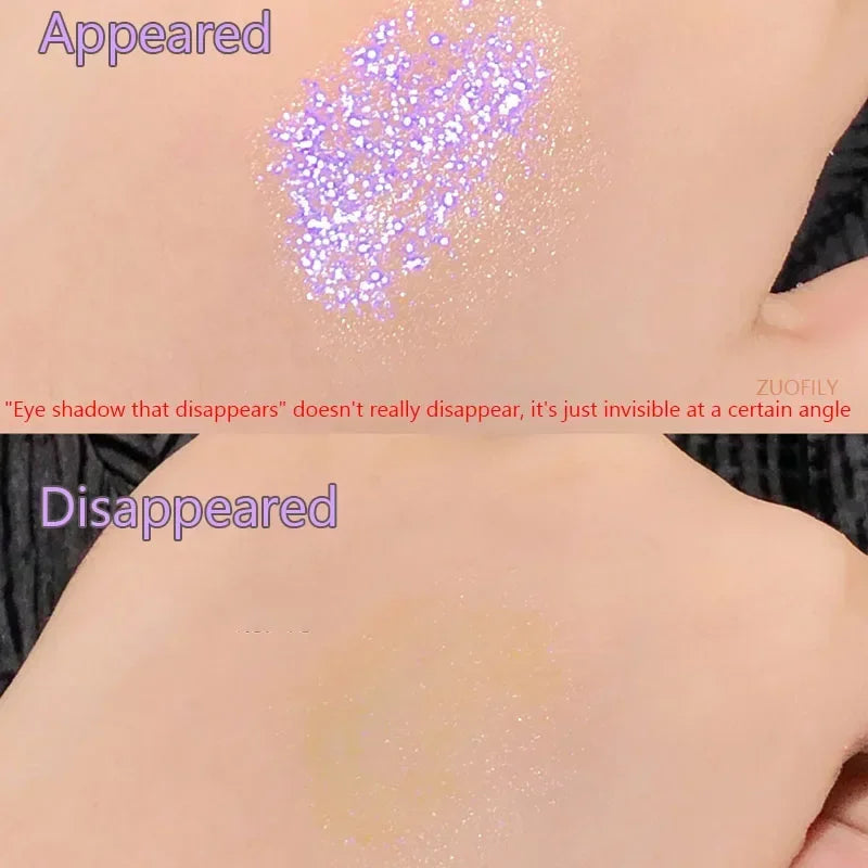 Disappears Glitter Eyeshadow Palette Purple Sequins Pigment Crystal Mud Shining Eyes Makeup Waterproof Lasting Midnight Party Vue