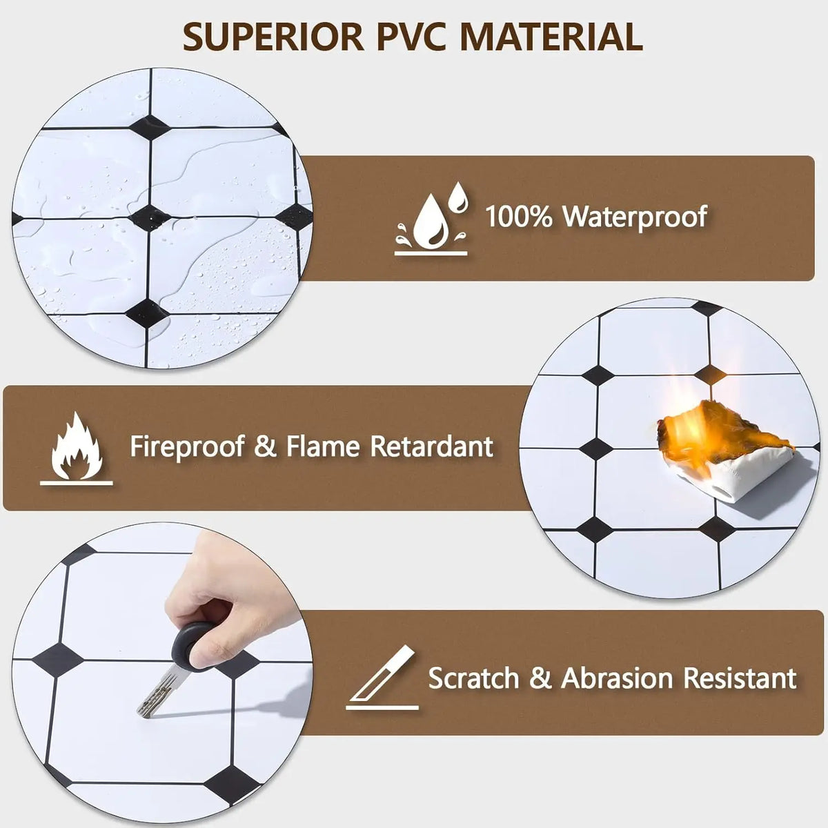 10PCS Stone Plastic Composite Waterproof Floor Sticker Self Adhesive PVC for Bathroom Balcony Kitchen Easy Install Home Decor Vue