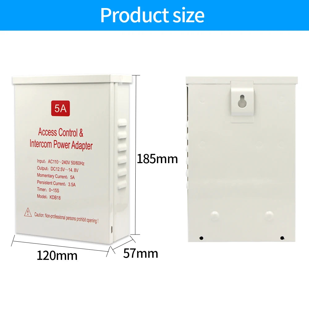 Raniproof DC 12V Access Control Power Supply Switch 5A Output AC110V-240V Input Power Source Supplier Adapter for Video Intercom Vue