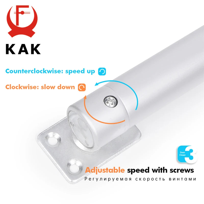 KAK Overhead Door Closer Soft Close Automatic Door Close Hardware Gas Spring Door Closer 110 Degree Positioning 30KG 60KG Vue