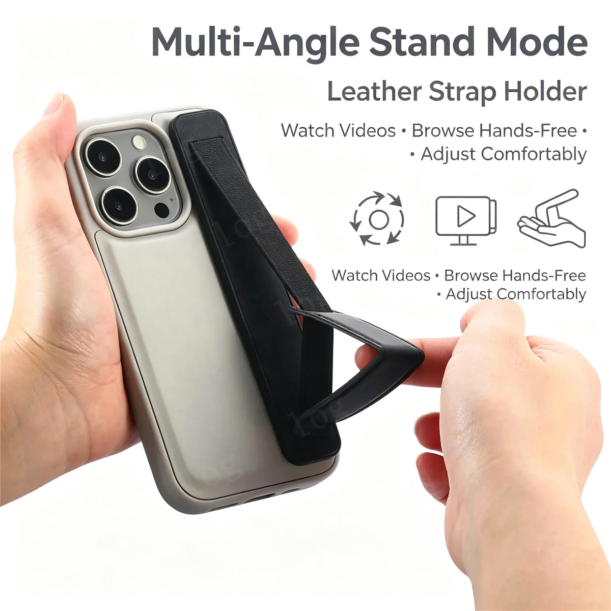 Self Adhesive Phone Wrist Strap Multifunctional Push Pull Stand Anti Slip Anti Fall Desktop Support Vue