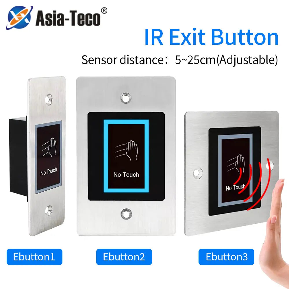 Infrared Door Access Exit Switch Embedded Design No Touch Release Button Gate Opener Door Access Control System Entry Touchless Vue