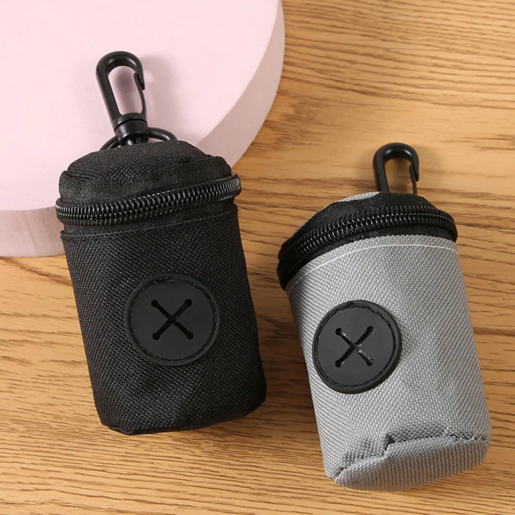Dog Poop Bag Carrier with Clip Zipper Portable Waste Bag Holder for Small Medium Large Dogs Puppy Durable Keychain Loop Vue