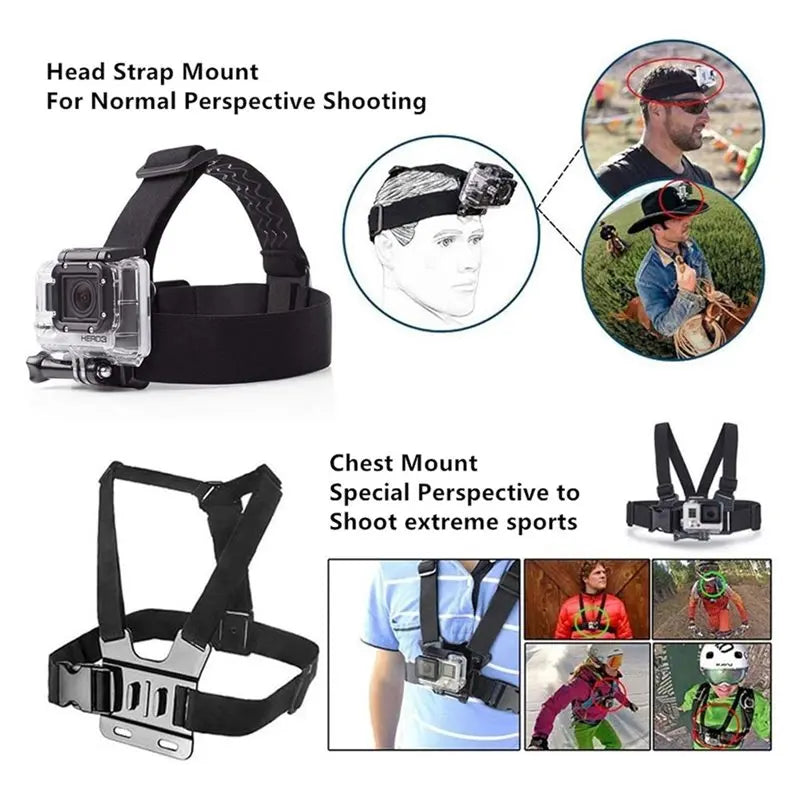Hot-Chest Mount Harness Chesty Vest Head Mount Strap For Gopro Hero Vue