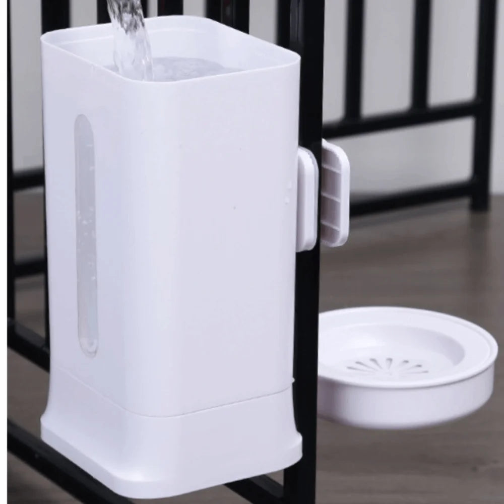1.5L Dog Water Dispenser Large Capacity Leak-Proof Cage Hanging Water Bottle Easy to Clean Adjustable Hanging Crate Water Bowl Vue White-