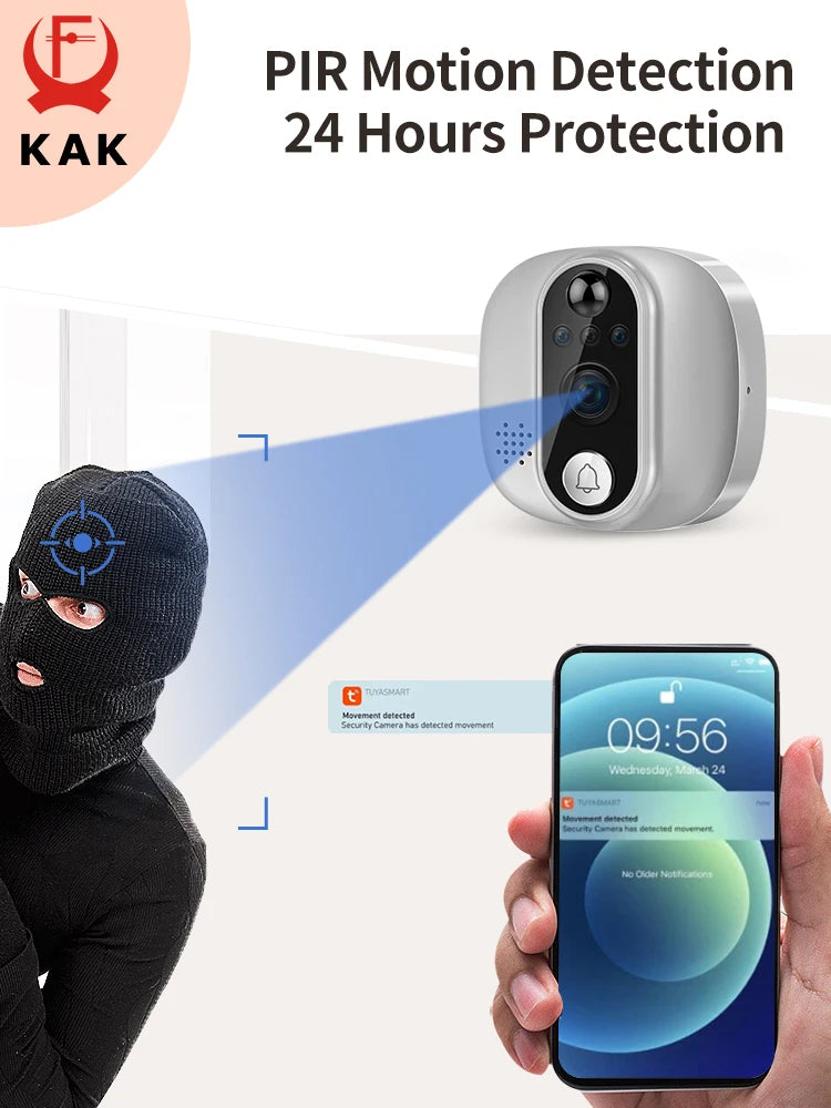Tuya 1080P WiFi Door Bell Camera Google Alexa Smart Life Video Peephole PIR Motion Detector Digital Door Viewer with Intercom Vue