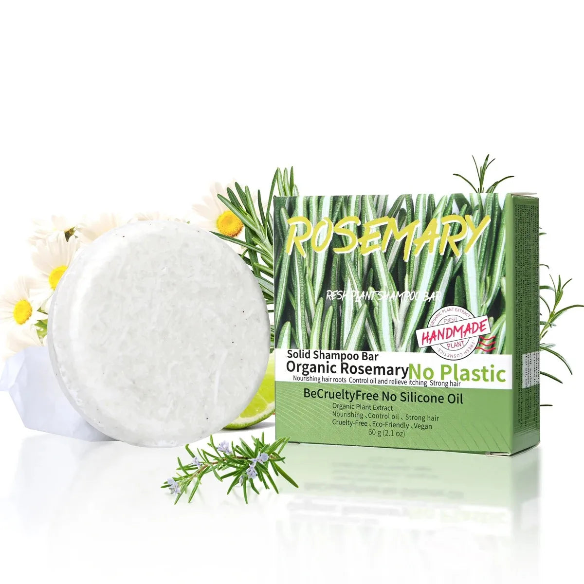 60g Natural Scented Rosemary Shampoo Soap, Handmade Oil-Controlling and Anti-Dandruff Soap, Suitable for Both Men and Women Vue Default Title