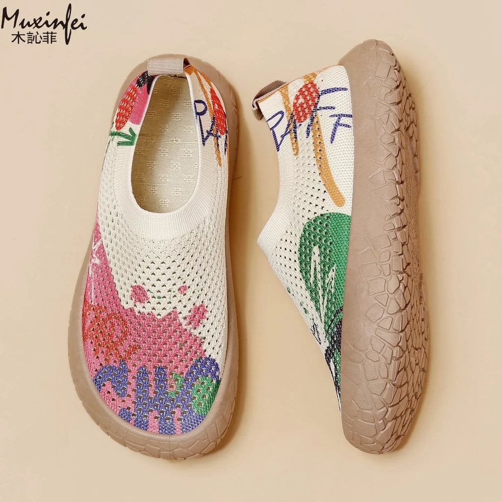 Women's Breathable Printed Flat Slip-On Shoes | Casual & Sporty Women's Flat Shoes Vue