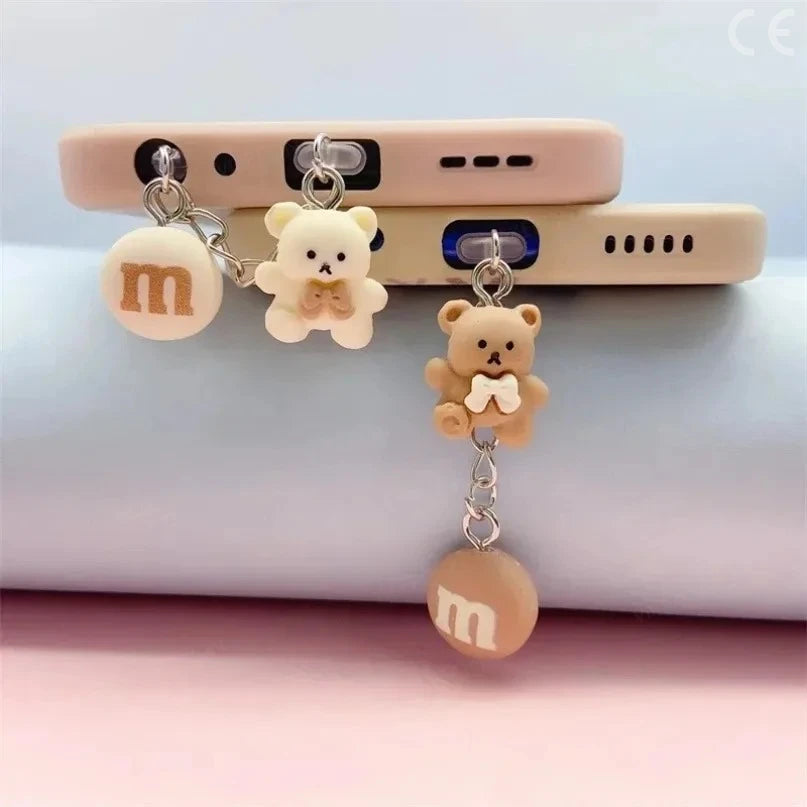 Cute Little Bear Phone Dust Plug Pendant for iPhone Samsung Xiaomi Type-C/iOS phone Interface Cell Dust Plug Accessories Vue