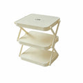 3-Layer Foldable Tray Rack Space Saving Multi-functional Dish Storage Stand Durable Collapsible Prep Tray Rack Meal Prep Vue White