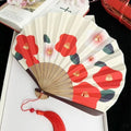 Cute Retro Folding Fan Japanese Style Shell Shape Handmade Fan Cartoon with Tassels Decorative Fan Cultural Gift Vue Style 3
