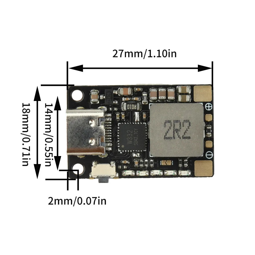 3.7V/4.2V 18W Lithium Battery Fast Charger Module Type-C Boost Charging with LED Indicator Multi-Protection for Drone Power Bank Vue