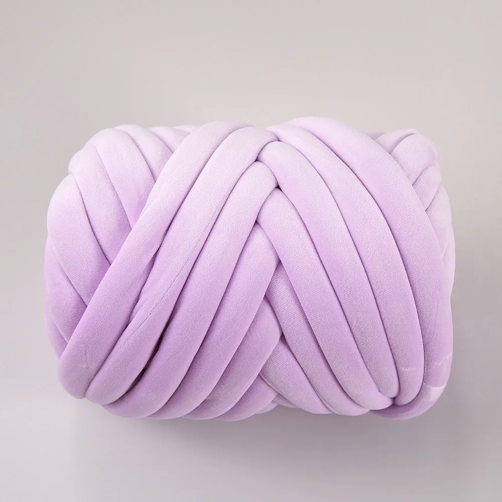 Bulky Diameter 3cm Thick Finger Loop Yarn Velvet 500g/Roll Chunky Yarn Hand Knitting Hand Woven Finger Circle Yarn Carpets Vue Light Purple