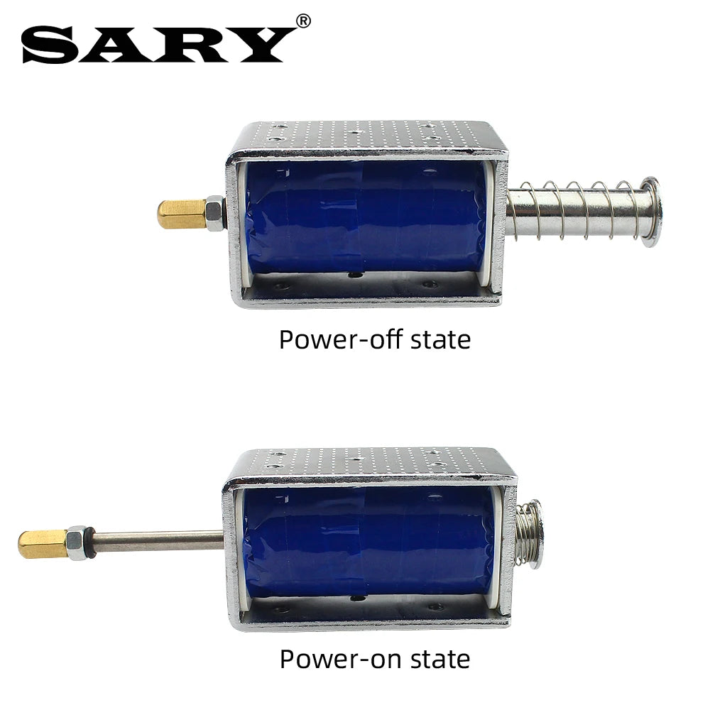 DC push-pull open frame electromagnet magnetic solenoid coil stroke 30mm electric lock magnetic lock Vue