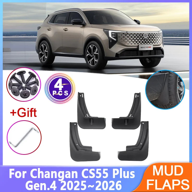 4PCS For Changan CS55 Plus MK4 2025 2026 Car Mudguards Mudflaps Anti-splash Flap Front Mud Guard Fender Auto Tools Accessories Vue