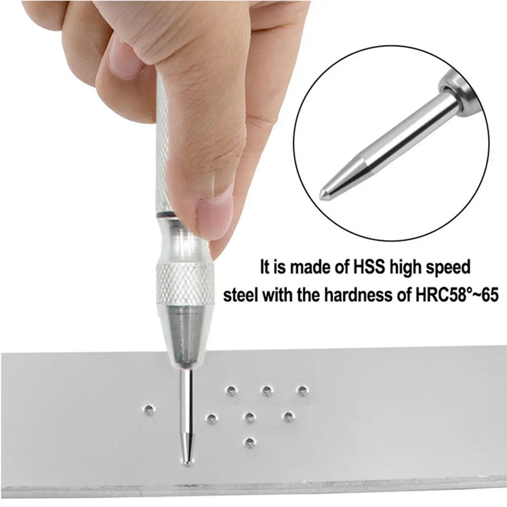 1PC Silvery Center Punch Automatic Spring Positioner Glass Striker Window Breaker Punch Centering and Punching Tool Accessories Vue
