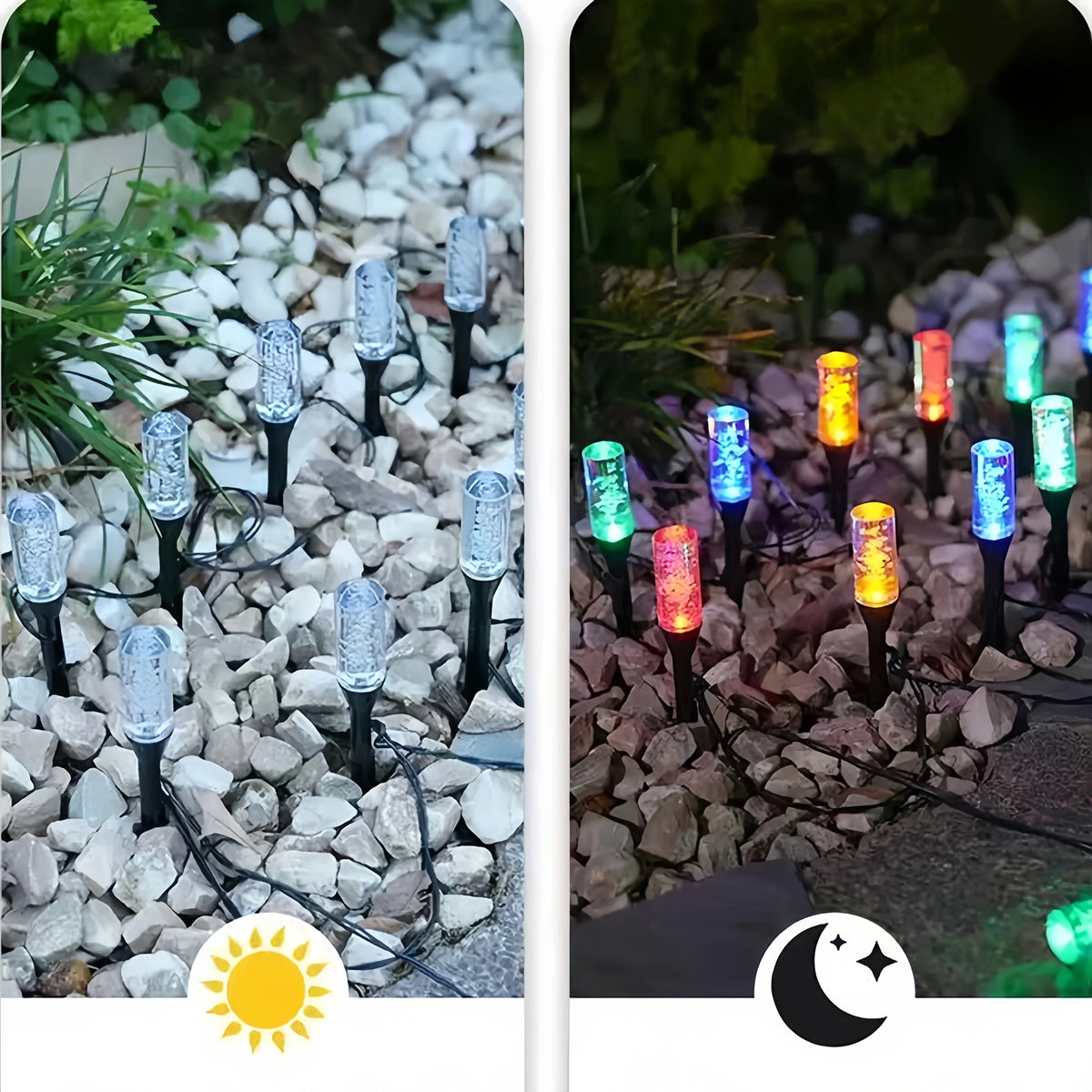 10/20Pcs Warm White/White/Colorful Solar Bubble Stick Ground Lights, 8 Modes Auto Sensor Garden Yard Lawn Pathway Lights Vue