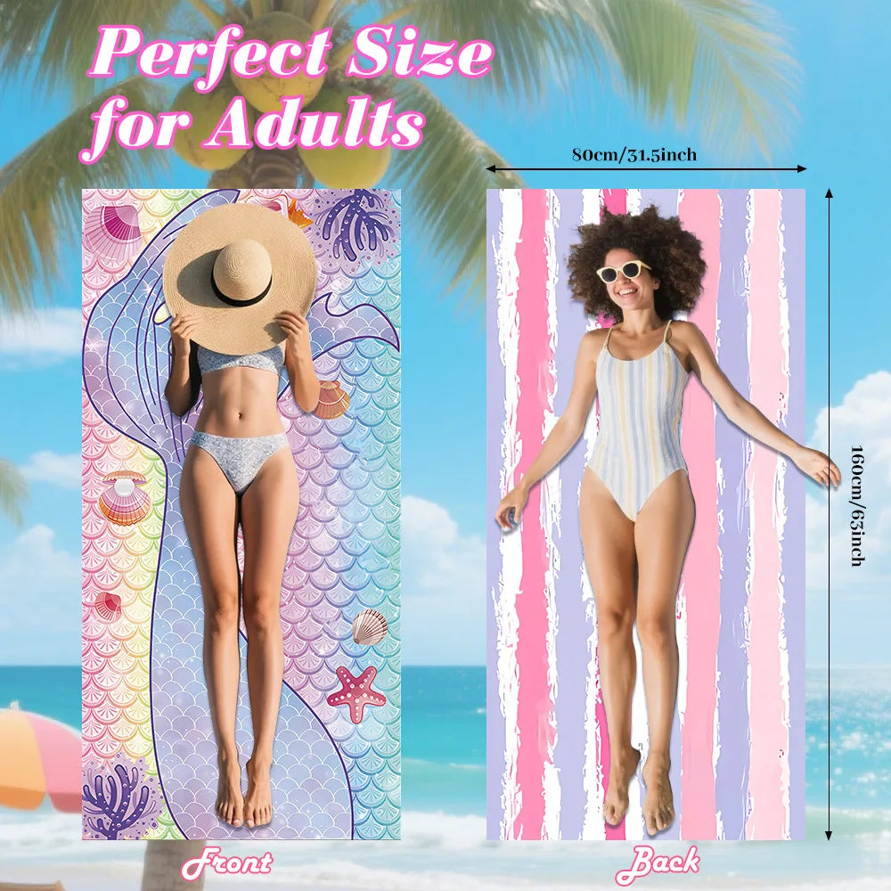 80 * 160 Double-sided Velvet Quick-drying Bath Towel, Adult Water Absorption Without Hair Loss Soft Beach Towel Vue