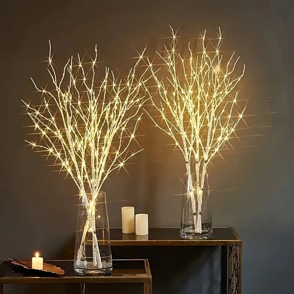 50LED Copper Wire White Birch Branch Lights, Battery Powered String Lights for Bedroom Living Room Table Home Decorations Vue