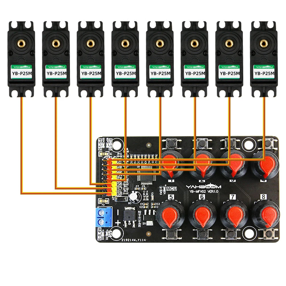 5V-8.4V 8 Channel Servo Control Module Debugging Board Rotary Knob Tester Overcurrent Protection for Steering Gear Robotic Arm Vue