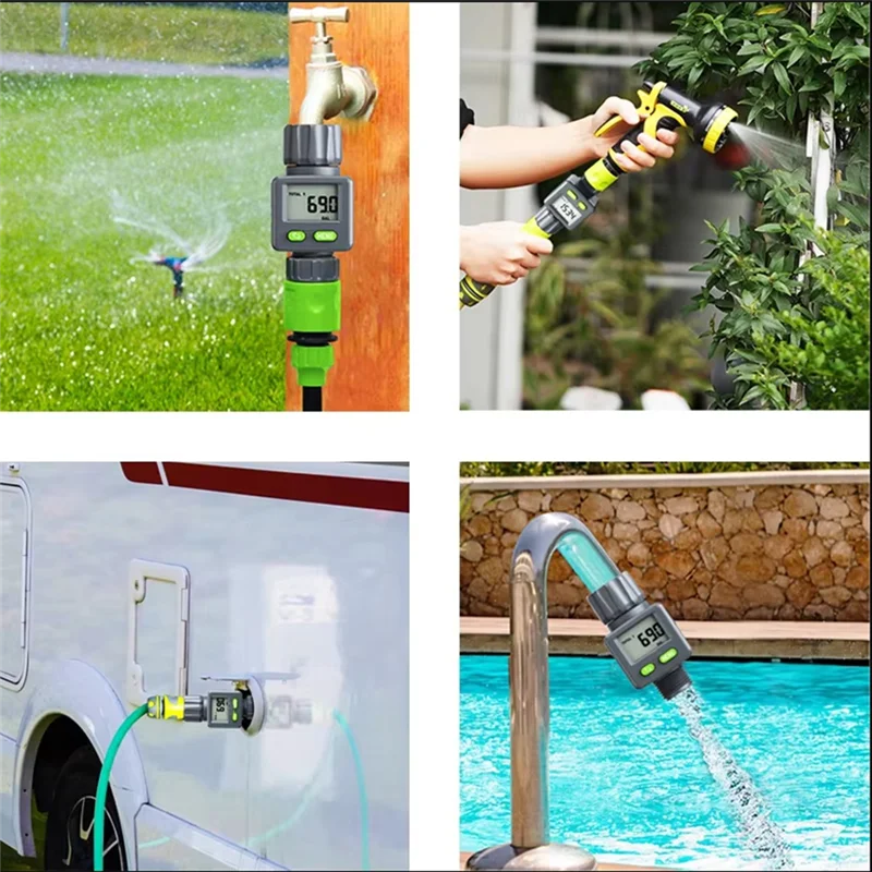 Water Flow Meter Measure Gallon/Liter Consumption&Flow Rate For Garden Hose Watering RV Water Tank Sprinklerabkw Vue