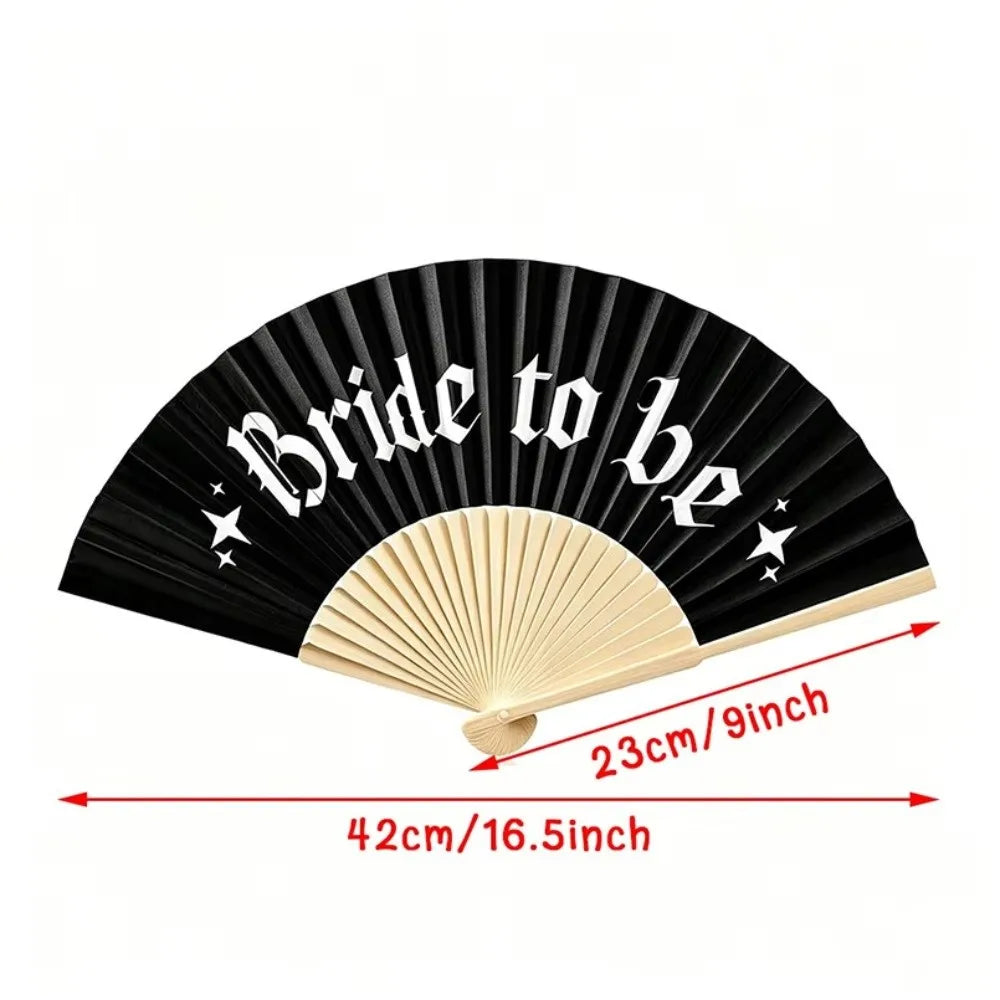 Vintage Gothic His Bride or Die Fan Large Folding Fan Halloween Black White Hand Fan Handmade Fan Crafts Vue