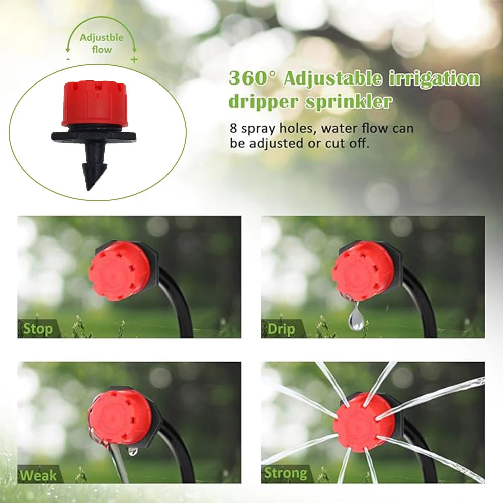 5-20M Micro Drip Irrigation System Kit Adjustable Drippers Nozzles for Garden Patio Lawn Plant Watering Automatic Sprinkler Vue