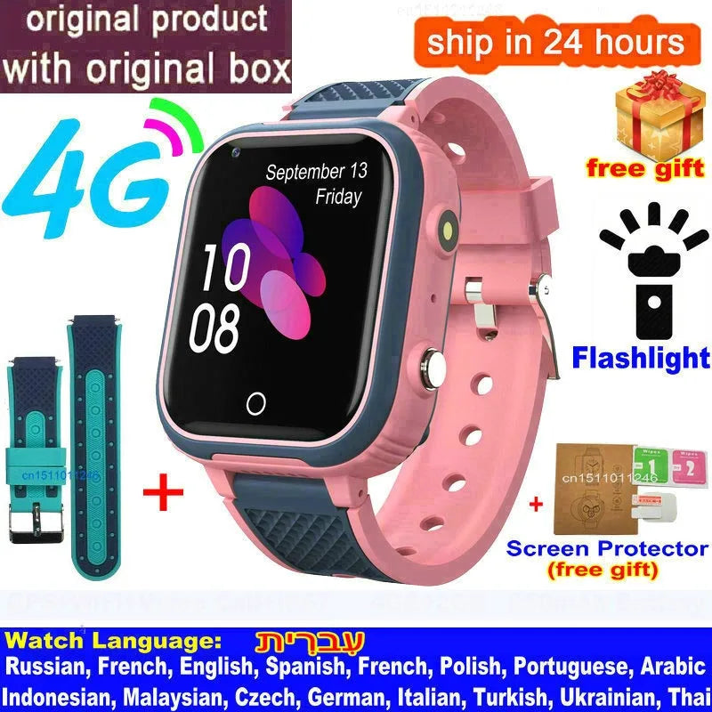 2026 New Smart Watch Kids 4G GPS WIFI Video Call SOS Child Smartwatch Camera Monitor Tracker Location Phone Watch Boy Girl Gifts Vue With more strap Global version