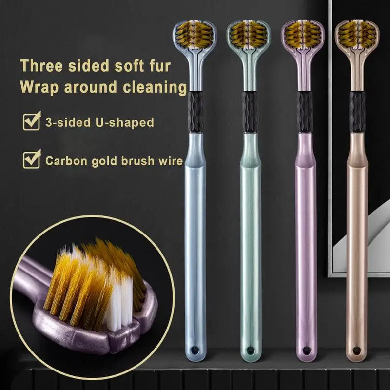 1pc 3D Stereo Toothbrush Ergonomic Handle Special Needs Three-Sided Toothbrush Ultra Soft Bristle eeth Brush for Oral Health Vue