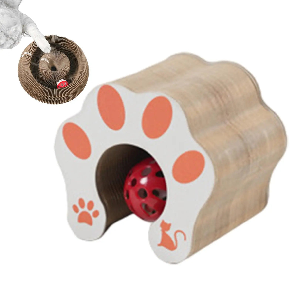 Magic Organ Cat Scratching Board Interactive Cat Toy with Ball Scalable Round Corrugated Cat Scratcher Toy Kitten Game Supplies Vue