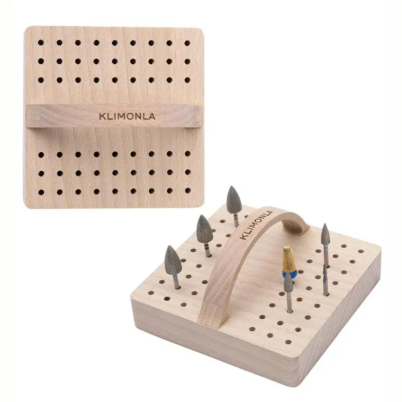54 Hole Wooden Polishing Head Storage Board Nail Drill Bit Storage Box Transparent Acrylic Holder for Nail Artist Desktop Vue