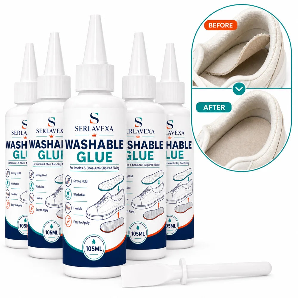 SERLAVEXA Washable Shoe Glue Strong Flexible Adhesive Repair Insoles Heel Grips Anti-slip Pads Sneaker Care DIY Fixing Tool Vue