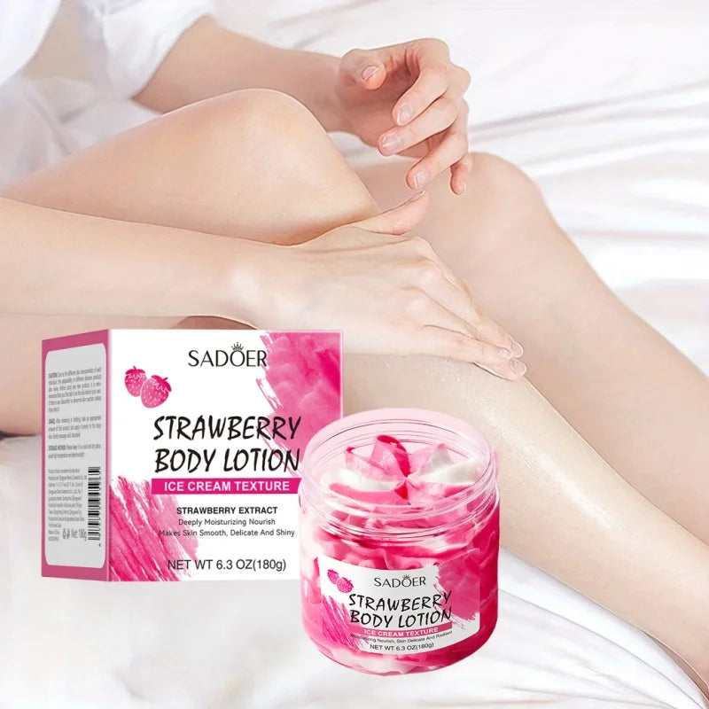 180g Strawberry Body Lotion, Containing Niacinamide, Strawberry Fruit Extract and Other Skin-Beneficial Ingredients, Deeply Moisturizes, Locks in Skin Moisture, Improves Dryness, and Makes Skin Look Smooth and Delicate, Suita Vue