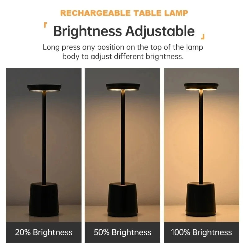 USB Metal Rechargeable Desk Writing Lamp Room LED Bedside Decorative Table Lamp Restaurant Bar Desktop Mood Lighting Night Light Vue