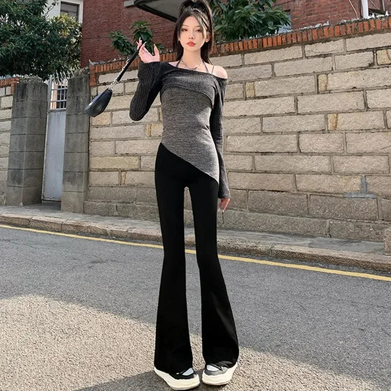 Casual Flared Leggings High Waist Stretchy Workout Pants Women Sexy Yoga Pants Bootcut Sport Style Regular Length Option Vue