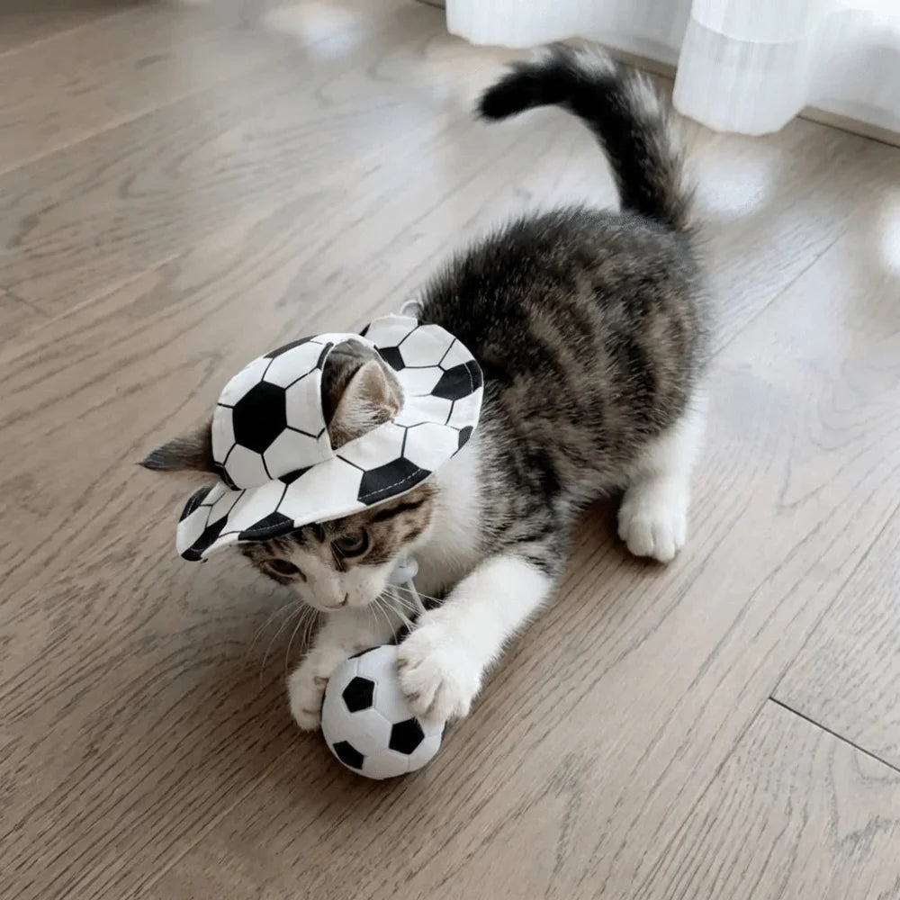 Fashion Football Theme Dog Fisherman Hat Adjustable Comfortable Pet Sun Hat Breathable Dog Sunscreen Hat For Cat Dog Vue