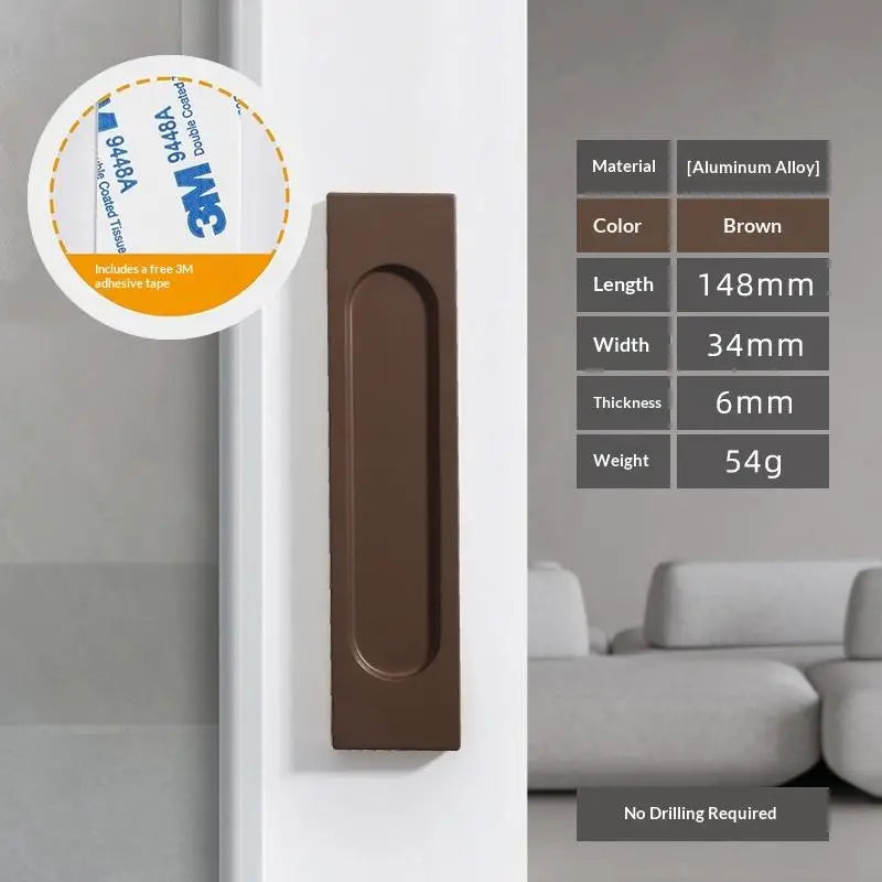 Aluminum Alloy Self Adhesive Sliding Door Handle Punch Free No Drill Needed for Kitchen Window Door Modern Look Vue A4